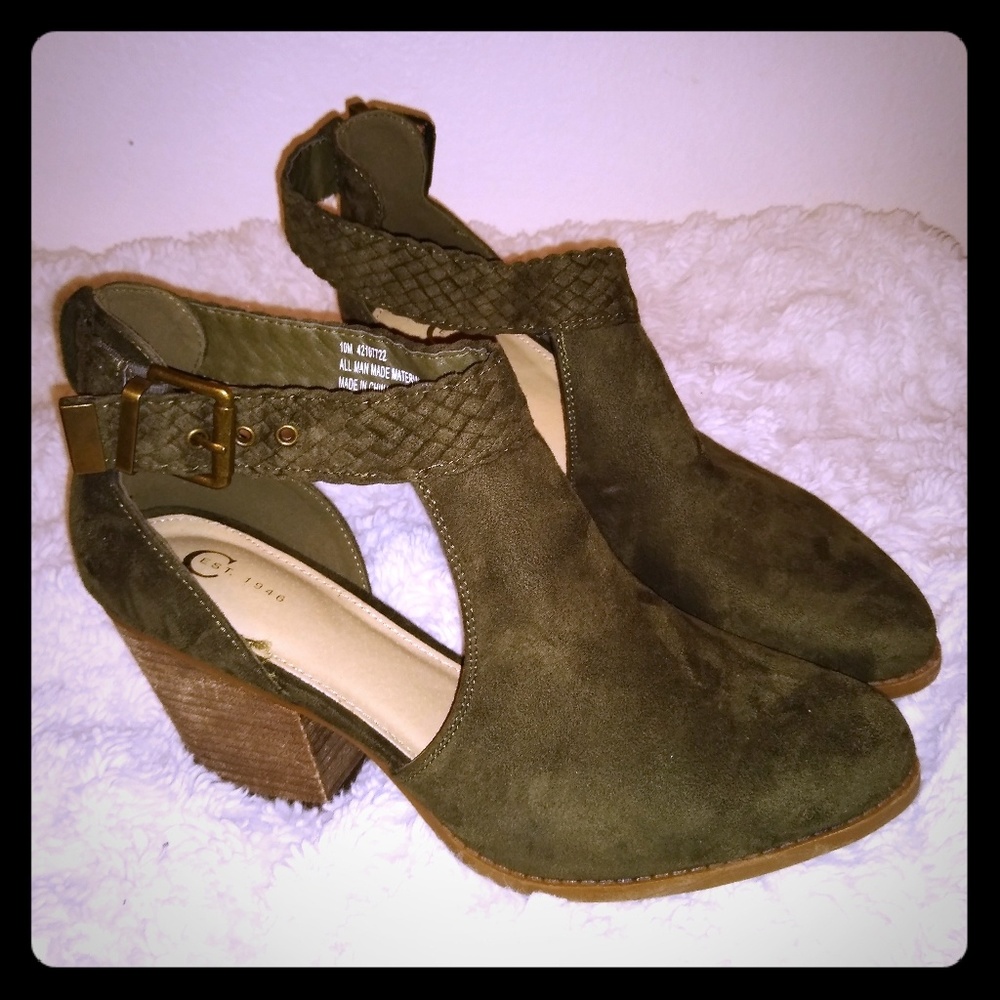 $20 for both Olive green and taupe grey booties